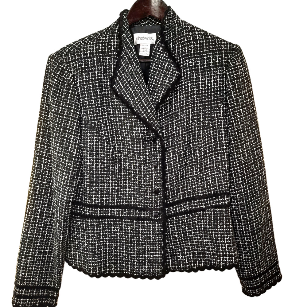Chadwicks| Black & White Tweed Blazer Size 12